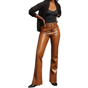 Good American Better Than Leather Bootcut Pants in Burnt Caramel Size 8